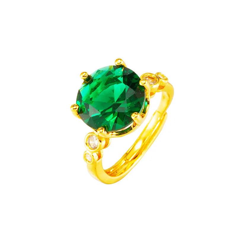 Vintage 24K Big Rhinestone Wedding Rings for Bridal Women Engagement
