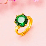 Vintage 24K Big Rhinestone Wedding Rings for Bridal Women Engagement