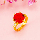 Vintage 24K Big Rhinestone Wedding Rings for Bridal Women Engagement