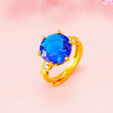 Vintage 24K Big Rhinestone Wedding Rings for Bridal Women Engagement