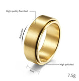 8MM Stainless Steel Rotatable Ring Brushed Finished Wedding Promise Ring