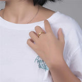 Star Band Zircon Inlaid Wedding Ring Stainless Steel