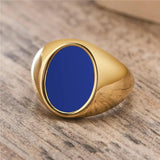 Enamel Oval Rings Stainless Steel Biker Thumb Finger Ring Men