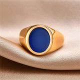 Enamel Oval Rings Stainless Steel Biker Thumb Finger Ring Men