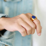 Enamel Oval Rings Stainless Steel Biker Thumb Finger Ring Men