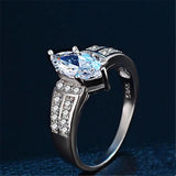 3Pcs Bridal Wedding Band Rings Set For Women Stainless Steel Pair Love Ring