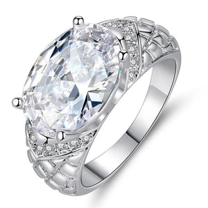 Big CZ Bridal Ring for Women Plated Party Gift Jewelry