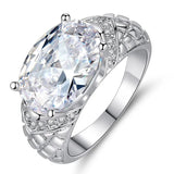 Big CZ Bridal Ring for Women Plated Party Gift Jewelry
