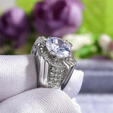 10mm CZ Wedding Ring Stainless Steel Bridal Anniversary Gift