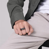 8MM Stainless Steel Eternity Wedding Band Ring Rhinestone Promise Engagement