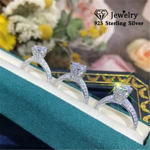 Sterling Silver CZ Bridal Engagement Ring Set
