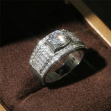 Stainless Steel CZ Engagement Ring Set