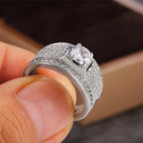 Stainless Steel CZ Engagement Ring Set