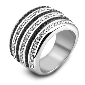 Crystal Finger Ring for Women Stainless Steel with Austrian Crystal