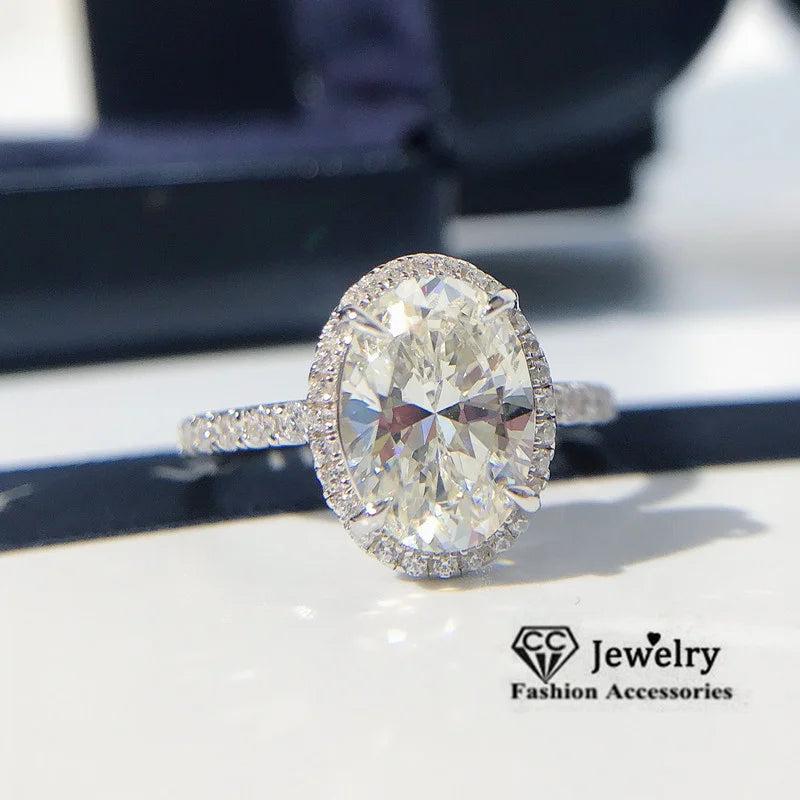 Egg Shape Oval CZ Engagement Ring Women CC3131