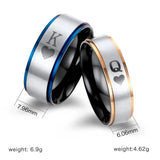 King Queen Heart Rings Couples Stainless Steel Promise Engagement Wedding Ring