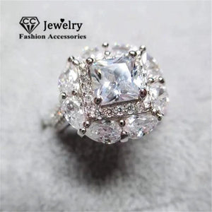 Flower Shape Bridal Wedding Engagement Ring Plated Bijoux CC721