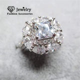 Flower Shape Bridal Wedding Engagement Ring Plated Bijoux CC721