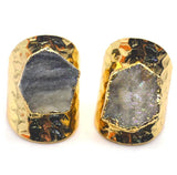 Crystal Druzy Finger Ring Golden Plating Geode Gem Stone Women