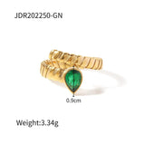 Green Zircon Wedding Rings For Women Stainless Steel Heart Crystal Ring