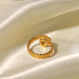 Green Zircon Wedding Rings For Women Stainless Steel Heart Crystal Ring