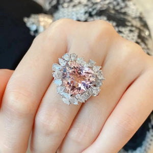 Pink Cubic Zirconia Heart Cut Ring for Women