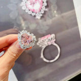 Pink Cubic Zirconia Heart Cut Ring for Women