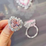 Pink Cubic Zirconia Heart Cut Ring for Women