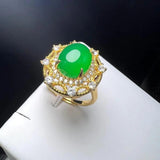 Green Agate Zircon Charm Ring for Women