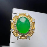 Green Agate Zircon Charm Ring for Women