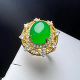 Green Agate Zircon Charm Ring for Women