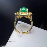 Green Agate Zircon Charm Ring for Women