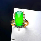 Green Agate Finger Ring Charm Rings Adjustable Copper Gem Stone Rings