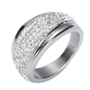 316L Stainless Steel Ring With Crystal Top