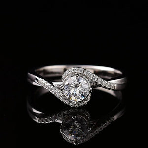 Twist Shank Open Ring Tibetan Silver CZ Wedding Engagement Jewelry