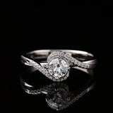 Twist Shank Open Ring Tibetan Silver CZ Wedding Engagement Jewelry