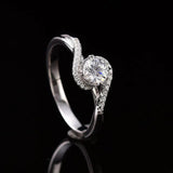 Twist Shank Open Ring Tibetan Silver CZ Wedding Engagement Jewelry