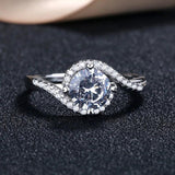 Twist Shank Open Ring Tibetan Silver CZ Wedding Engagement Jewelry