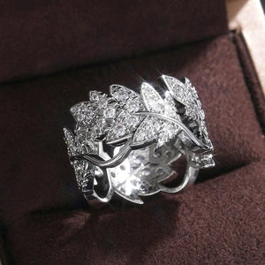 Vine Leaves Ladies Studded Zircon Rings