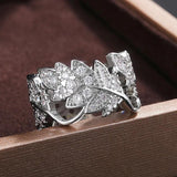 Vine Leaves Ladies Studded Zircon Rings