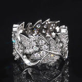 Vine Leaves Ladies Studded Zircon Rings