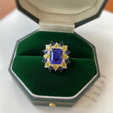 Vintage Princess Cut Zircon Silver Ring Wedding Band