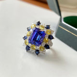 Vintage Princess Cut Zircon Silver Ring Wedding Band