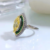 Vintage Zircon Wedding Bands Ring Silver Women Adjustable Finger Ring