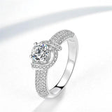 Vintage Flower Rose CZ Wedding Ring 0.8ct Round Stone Bridal Jewelry