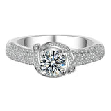 Vintage Flower Rose CZ Wedding Ring 0.8ct Round Stone Bridal Jewelry