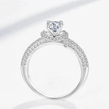 Vintage Flower Rose CZ Wedding Ring 0.8ct Round Stone Bridal Jewelry
