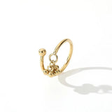 Adjustable Beads Open Ring Pendant Stainless Steel Jewelry