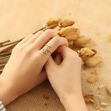 Adjustable Beads Open Ring Pendant Stainless Steel Jewelry