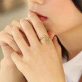 Adjustable Beads Open Ring Pendant Stainless Steel Jewelry